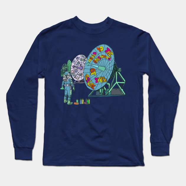 Hello to the residents of far skies Long Sleeve T-Shirt by Muga Design